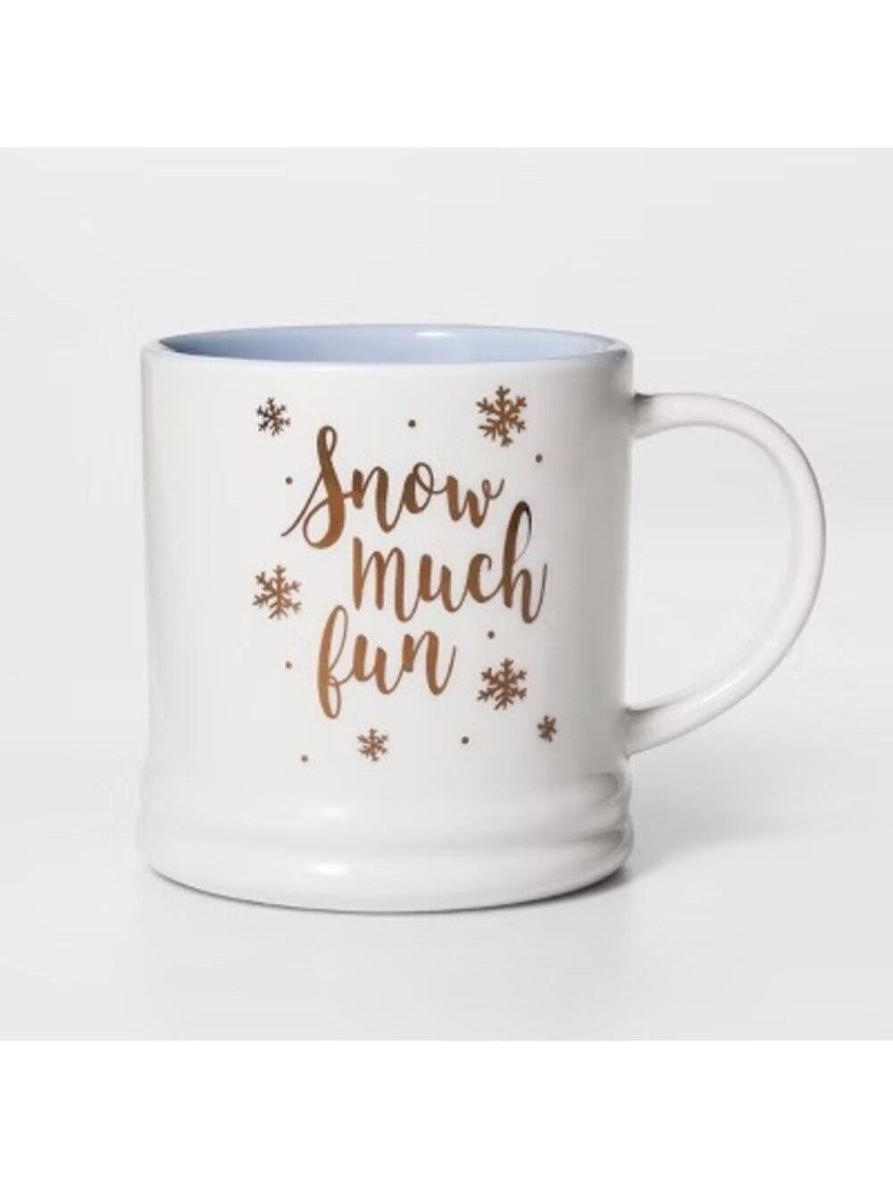 Threshold NWOT "Snow Much Fun" Coffee Mug White Blue